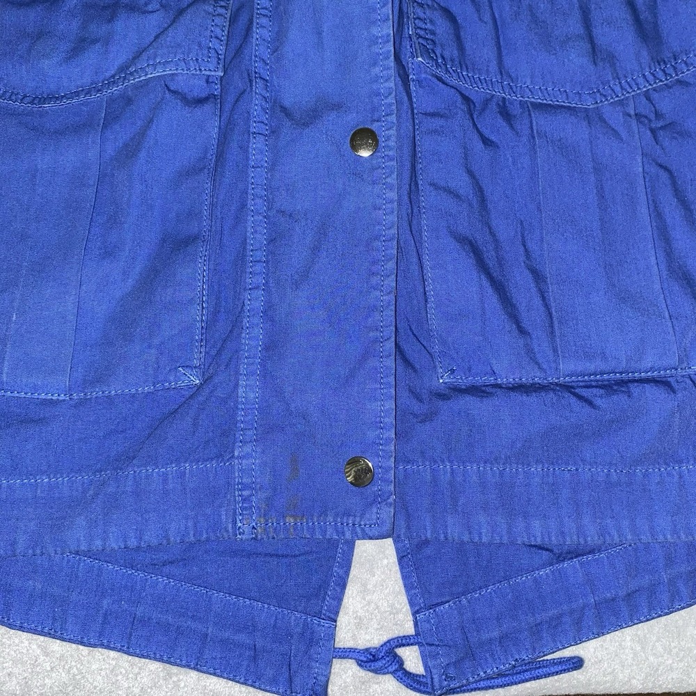 J Crew Women's Utility Cotton Jacket Small Blue Hooded Parka Fishtail Coat - Picture 12 of 16